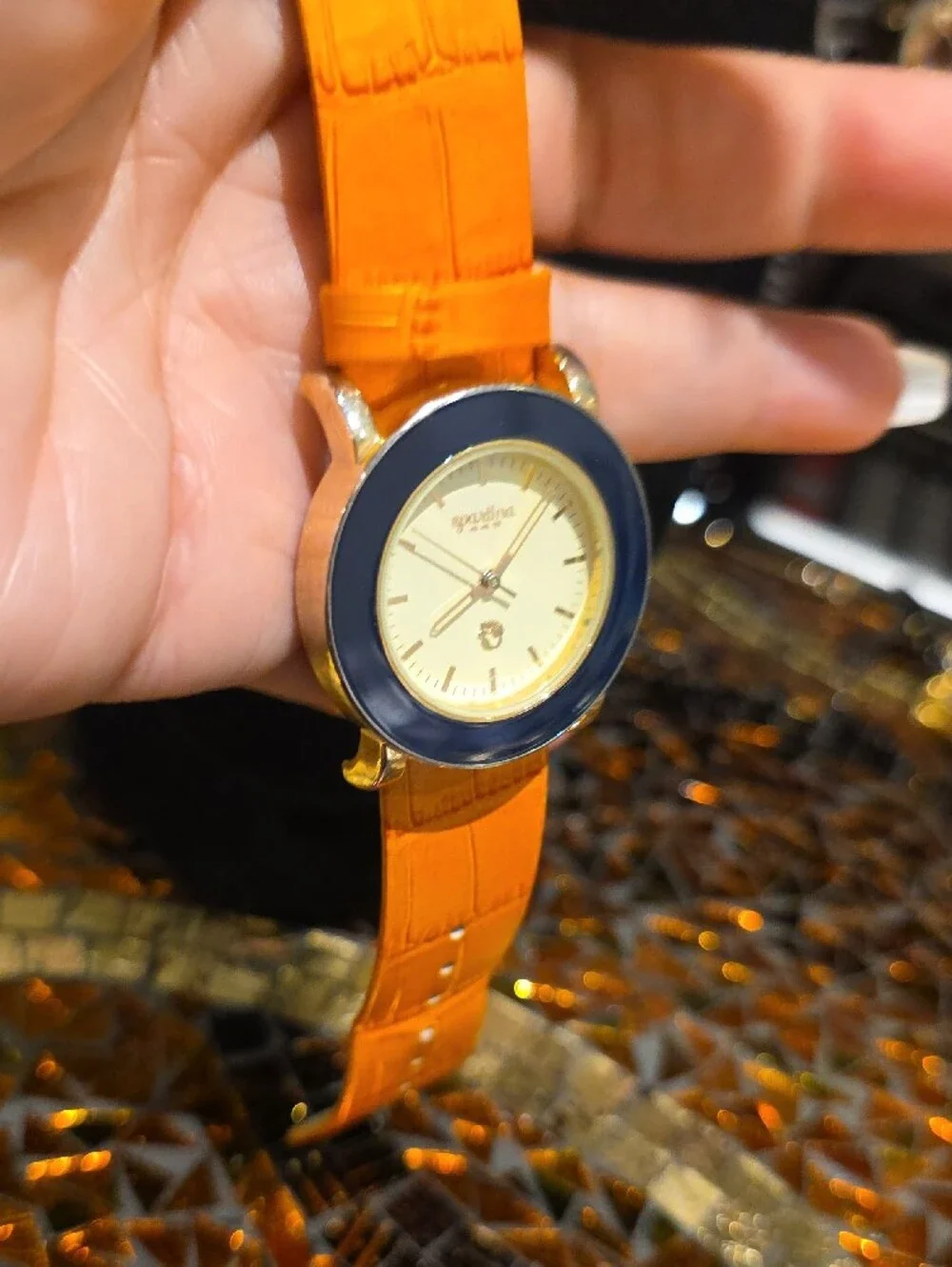 Spartina 449 Orange Strap Navy Bezel Women’s Watch